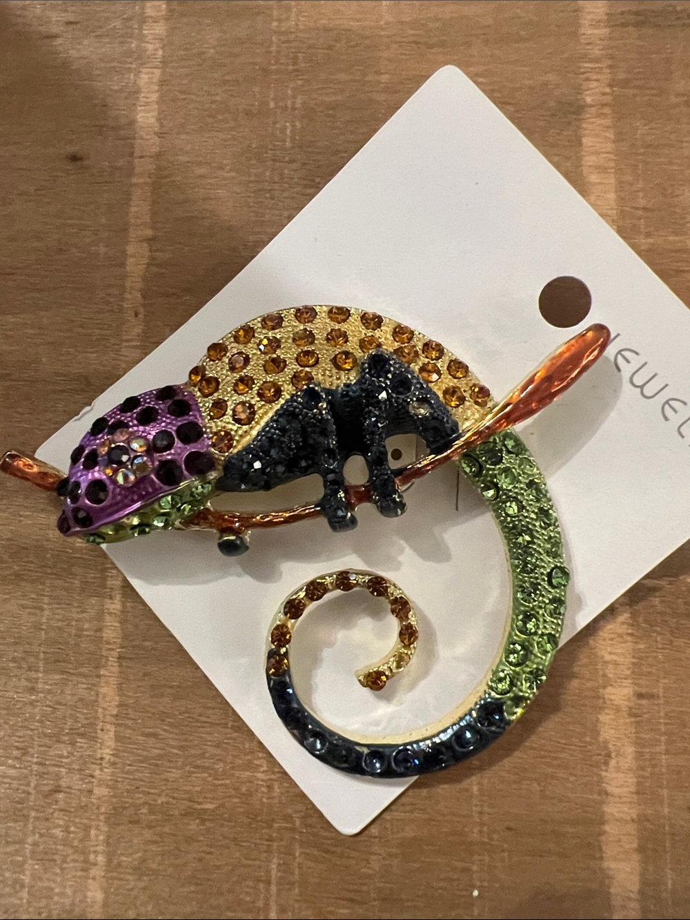 3/$18 Multicolor Jeweled Chameleon Brooch - Lot 234